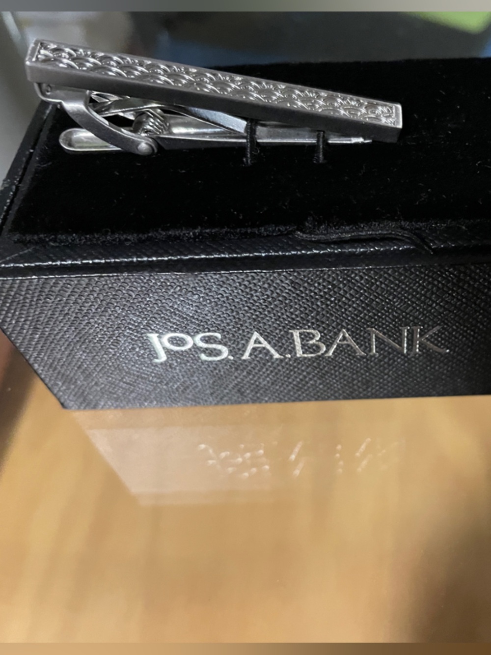 Jos. A. Bank Silver Textured Tie Bar